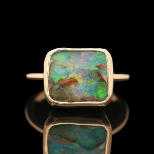 Sindur Custom Design 14k Yellow Gold Bezel Set Opal Ring