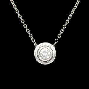 14k White Gold 0.10 CTW Chunky Bezel Set Diamond Necklace