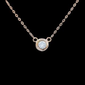 14k Rose Gold 0.09 CTW Bezel Set Diamond Solitaire Pendant Necklace