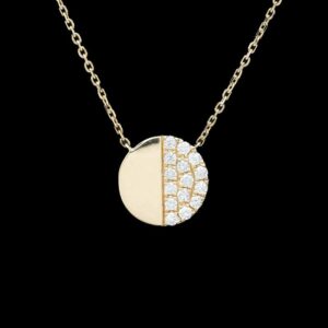 14k Yellow Gold 0.28 CTW Diamond Circle Pendant Necklace