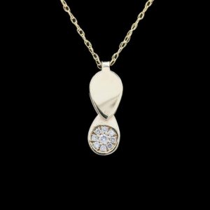 14k Satin Yellow Gold Diamond Loupe Pendant Necklace