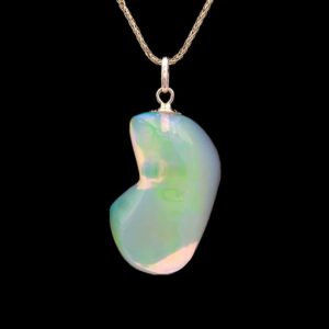 14k Yellow Gold Freeform Opal Pendant Necklace