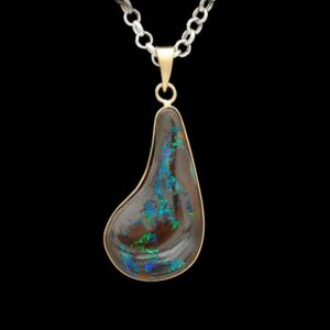 Boulder Opal Pendant Necklace on Rolo Chain