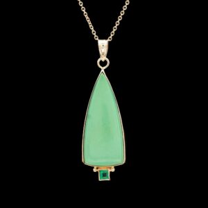 14k Yellow Gold Turquoise and Emerald Pendant