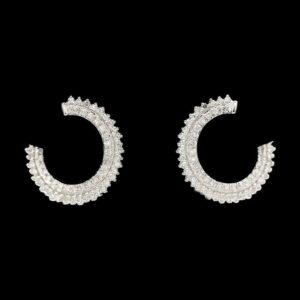 10k White Gold 0.40 CTW Diamond Front to Back Hoops