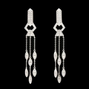 Art Deco Style 14k White Gold 0.80 CTW Diamond Drop Earrings