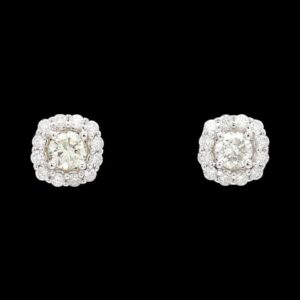 14k White Gold 0.85 CTW Diamond Halo Studs