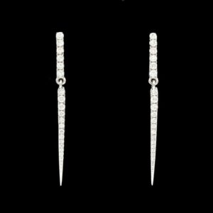 14k White Gold 0.50 CTW Diamond Bar Drop Earrings