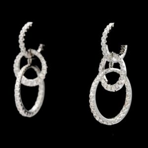 14k White Gold 2.77 CTW Inside-Out Diamond Triple Looping Hoop Earrings