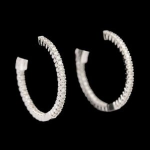 18k White Gold 0.60 CTW Diamond Hoops
