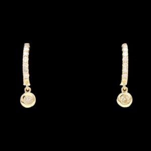 14k Yellow Gold 0.15 CTW Diamond Huggies with Drop