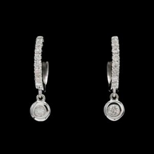 14k Yellow Gold 0.15 CTW Diamond Huggies with Drop