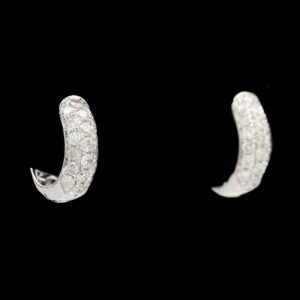 14k White Gold 0.51 CTW Pave Diamond Huggies