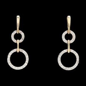 14k Yellow Gold 0.30 CTW Diamond Circle Drop Earrings