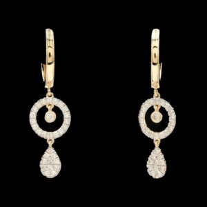 14k Yellow Gold 0.44 CTW Pave Diamond Drop Earrings