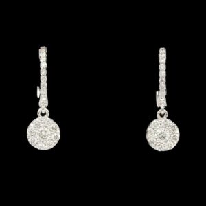 14k White Gold 0.51 CTW Pave Diamond Drop Huggies