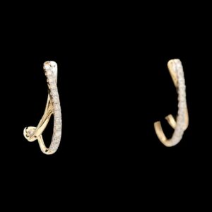 14k Yellow Gold 0.09 CTW Diamond Double J-Hoop Earrings