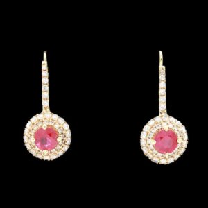 Tresorra 18k Yellow Gold, Ruby & Diamond Earrings