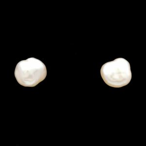 14k Yellow Gold Free Form Natural Cultured Pearl Studs