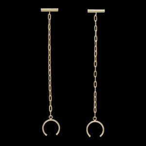 14k Yellow Gold Paperclip Chain Drop Earrings
