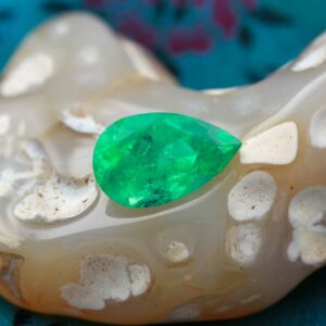 Natural 2.45 CT Colombian Emerald Pear with GIA Report