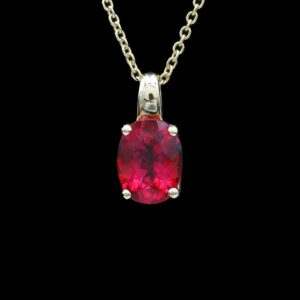 18k Yellow Gold 2.21 CT Rubellite Tourmaline Necklace with IGI Report