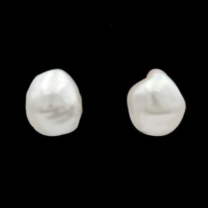 14k Yellow Gold Baroque Pearl Stud Earrings