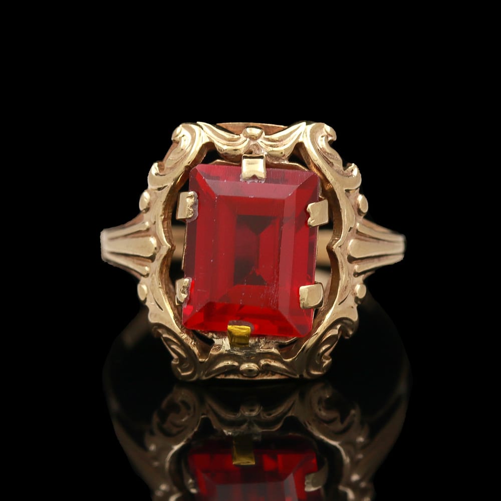 008-000335_07L1UvAAK Antique Ornate 8k Synthetic Ruby Ring