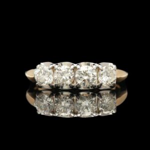 14k Two Tone 1.00 CTW Four Stone Diamond Band