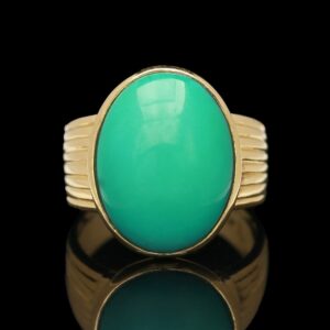 14k Yellow Gold Persian Turquoise Cabochon Ring