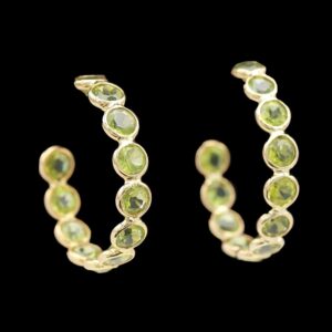 14k Yellow Gold Peridot J-Hoop Earrings