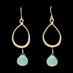 14k yellow gold chrysoprase dangle earrings