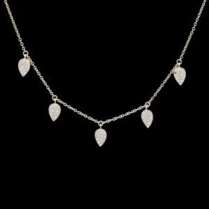 14k yellow gold diamond pavé dangle fringe necklace