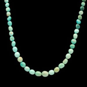 Desert Rose Trading Post Sterling Silver Graduated Oval Turquoise Bead Necklace
