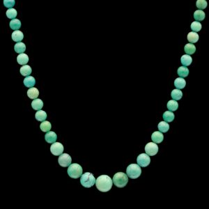 Desert Rose Trading Post Sterling Silver Graduated Round Turquoise Bead Necklace