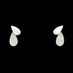 14k White Gold Pear Diamond Stud Earrings in Pear Shape