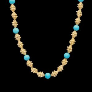 Etruscan Style Vermeil Sterling Turquoise Necklace