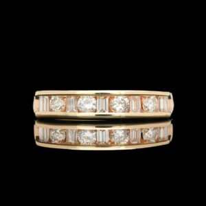 14k Yellow Gold 0.50 CTW Baguette & Round Diamond Band