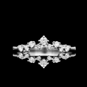 14k White Gold 0.18 CTW Scatter Diamond Chevron Band