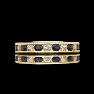 14k Yellow Gold Diamond & Sapphire Eternity Band