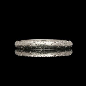 Art Deco Engraved 18k White Gold Band, dated 1929