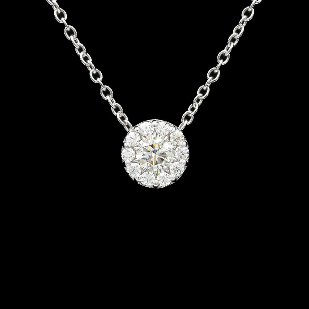Hearts on Fire "Fulfillment" 18k White Gold 0.50 CTW Diamond Halo Pendant Necklace