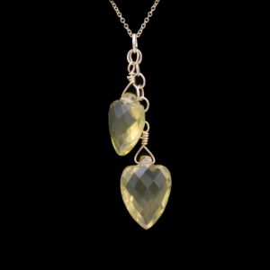 14k Yellow Gold Peridot Drop Pendant Necklace