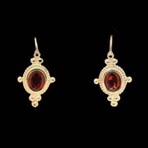 14k Yellow Gold Garnet Earrings