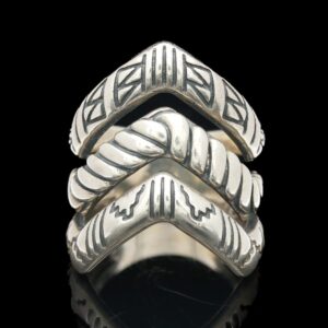 Sterling Silver Engraved Triple Chevron Ring