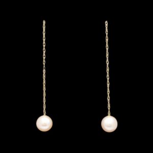 14k Yellow Gold 5.80 MM Pearl Threader Earrings