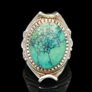 sterling silver oval turquoise coil ring
