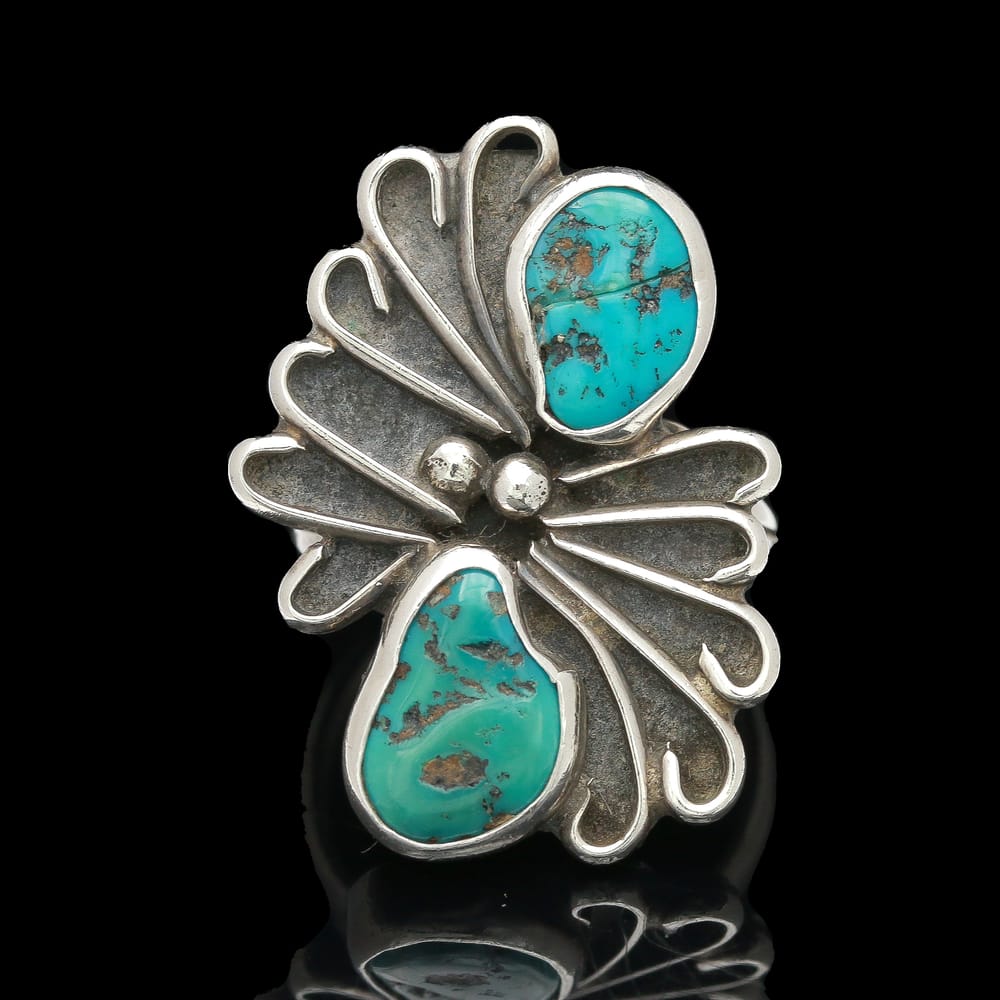 sterling silver abstract turquoise ring