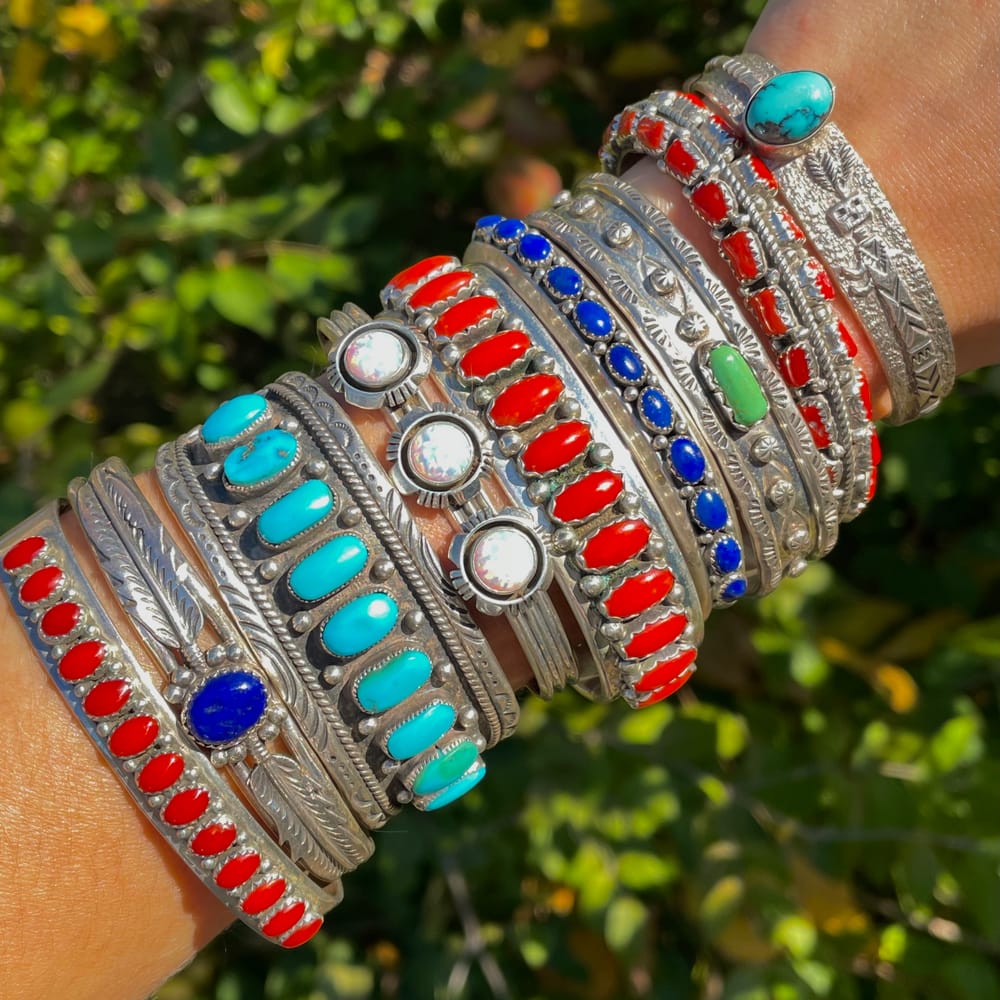 Murphy Platero Navajo Sterling Silver Coral Cuff Bracelet - Sindur Murphy Platero Navajo Sterling Silver Coral Cuff Bracelet - Sindur