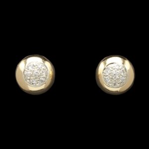 14k yellow gold diamond dome top stud earrings